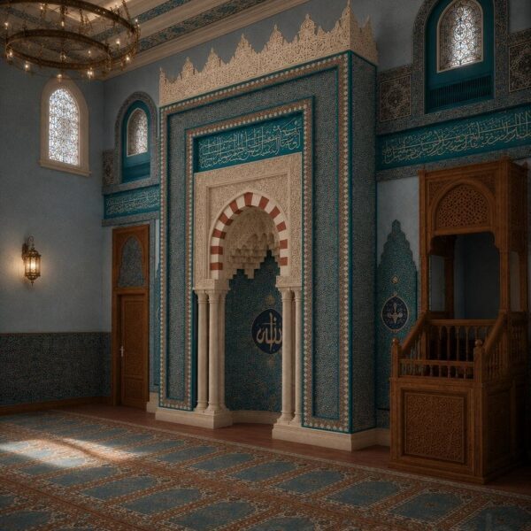 Modern Marble Mosque Mihrab – Model MMH-0002 – wooden mosque mihrab detail view 3