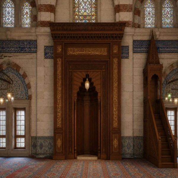 Wooden Mosque Mihrab – Model WMH-0018 – wooden mosque mihrab detail view 3