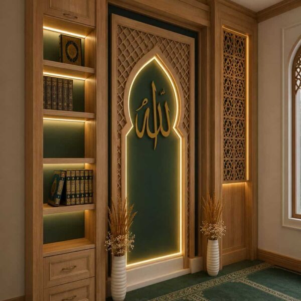 Custom Prayer Room Interior Design – Model PR-0012 – prayer room interior design detail view 2