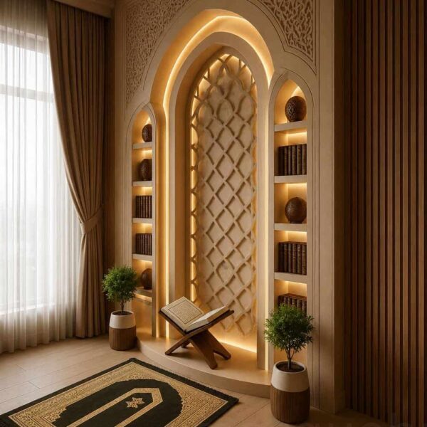 Custom Prayer Room Interior Design – Model PR-0011 – prayer room interior design detail view 1