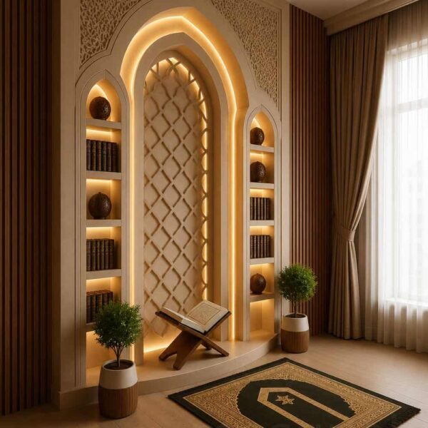 Custom Prayer Room Interior Design – Model PR-0011 – prayer room interior design detail view 2