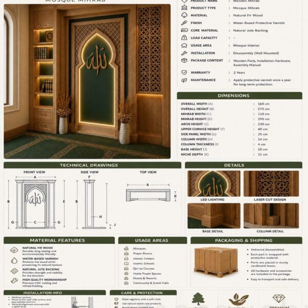 Custom Prayer Room Interior Design – Model PR-0012 – prayer room interior design detail view 3