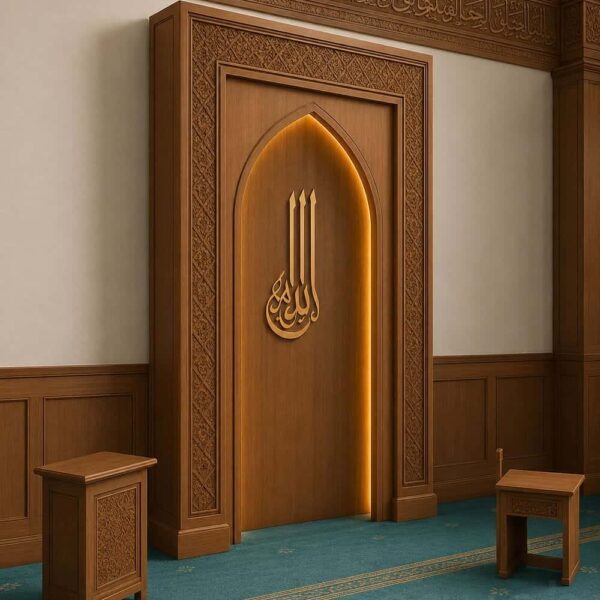 Moderner Holz-Mihrab für Moscheen – Modell WMH-0014 – Detailansicht 3