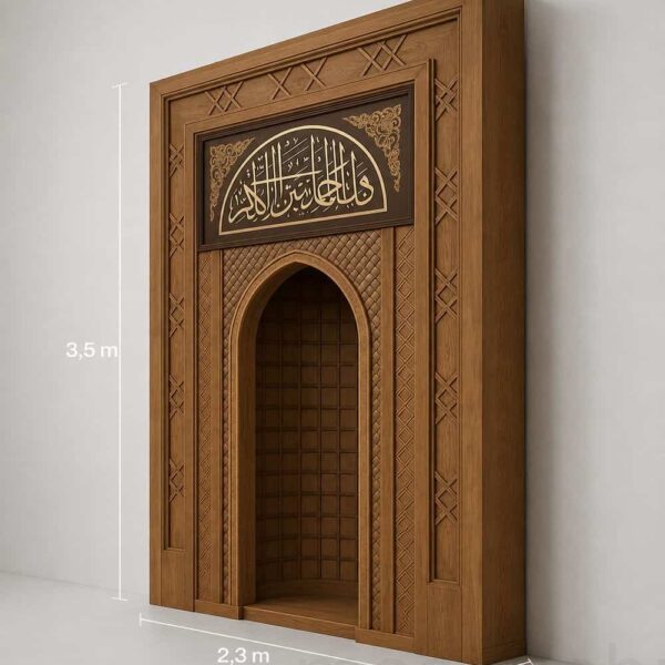 Wooden Mosque Mihrab and Minbar Set – Model WST-0001 – wooden mosque mihrab and minbar set detail view 3
