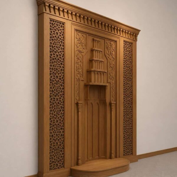 Wooden Mosque Mihrab – Model WMH-0007 – wooden mosque mihrab detail view 1