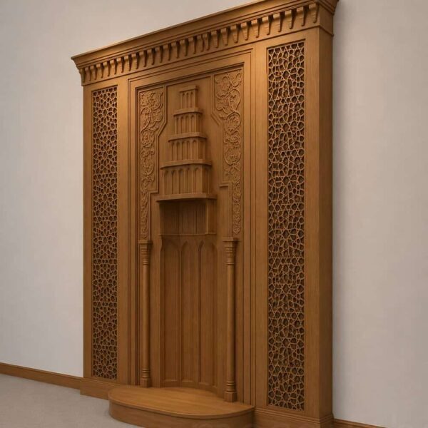 Wooden Mosque Mihrab – Model WMH-0007 – wooden mosque mihrab detail view 2