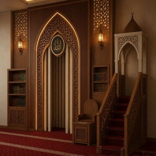 Moderner Holz-Mihrab für Moscheen – Modell WMH-0005 – Detailansicht 2