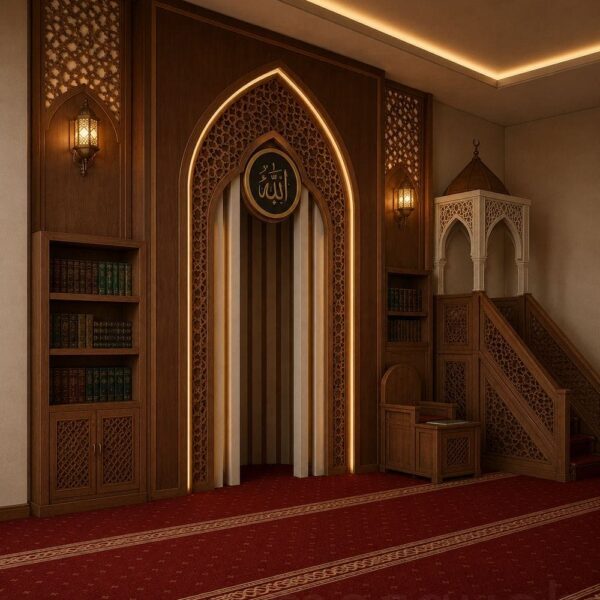 Moderner Holz-Mihrab für Moscheen – Modell WMH-0005 – Detailansicht 3