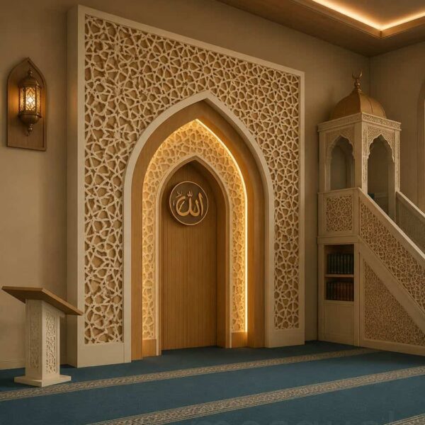 محراب مسجد خشبي حديث – موديل WMH-0003 – عرض تفصيلي 2