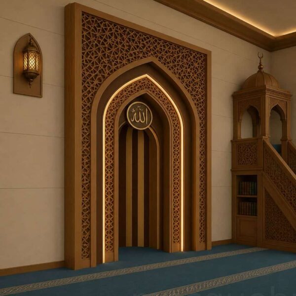 محراب مسجد خشبي حديث – موديل WMH-0002 – عرض تفصيلي 2