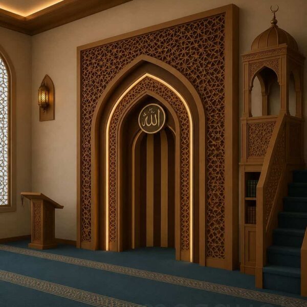محراب مسجد خشبي حديث – موديل WMH-0002 – عرض تفصيلي 3