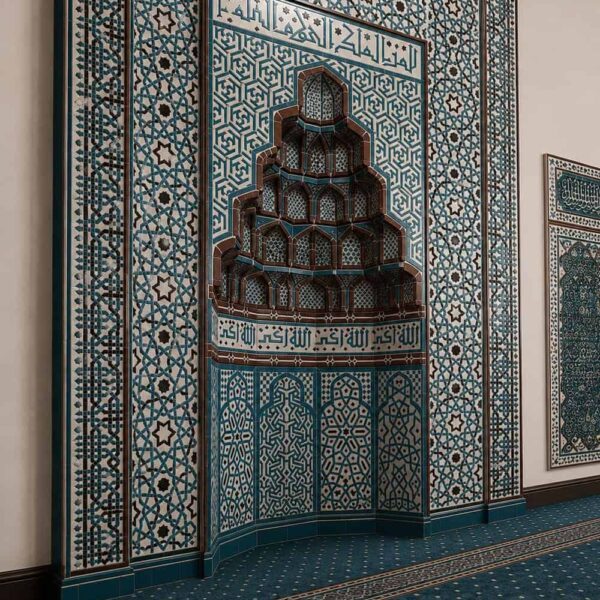 Tile Mosque Mihrab – TA-21 – wooden mosque mihrab detail view 2