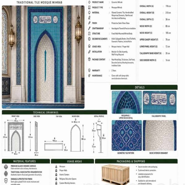 Mihrab für den Gebetsraum zu Hause – Modell TA-15 – Detailansicht 2
