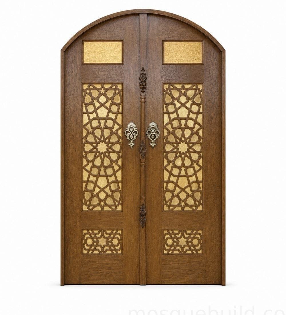 Kündekâri Wooden Mosque Door – KWD13 | MosqueBuild Kündekâri Ahşap Cami Kapısı – Model KWD13 – Özel Proje Detayı