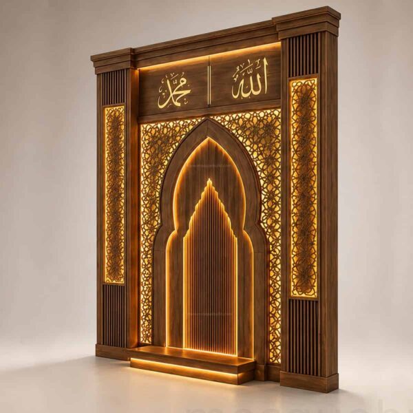 Modern Beech Wooden Mosque Mihrab – custom wooden mosque mihrab
