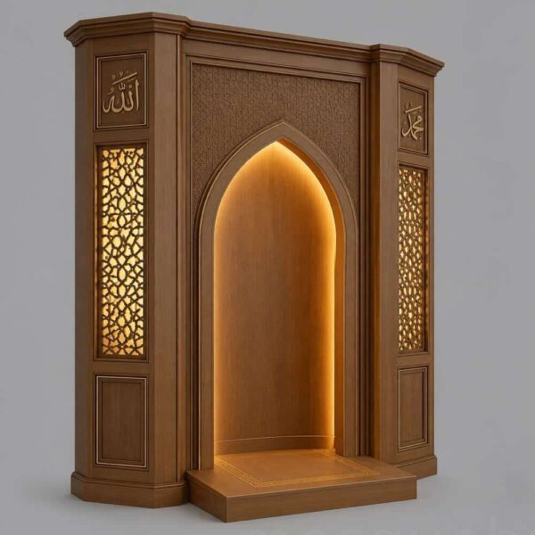Modern Custom Prayer Room Interior Design – Model PR-0010 – custom wooden mosque mihrab