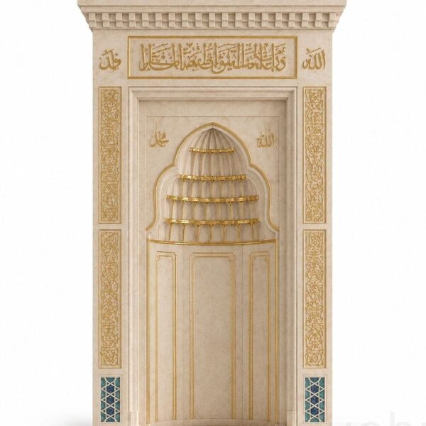 White Modern Marble Mosque Mihrab – custom marble mosque mihrab