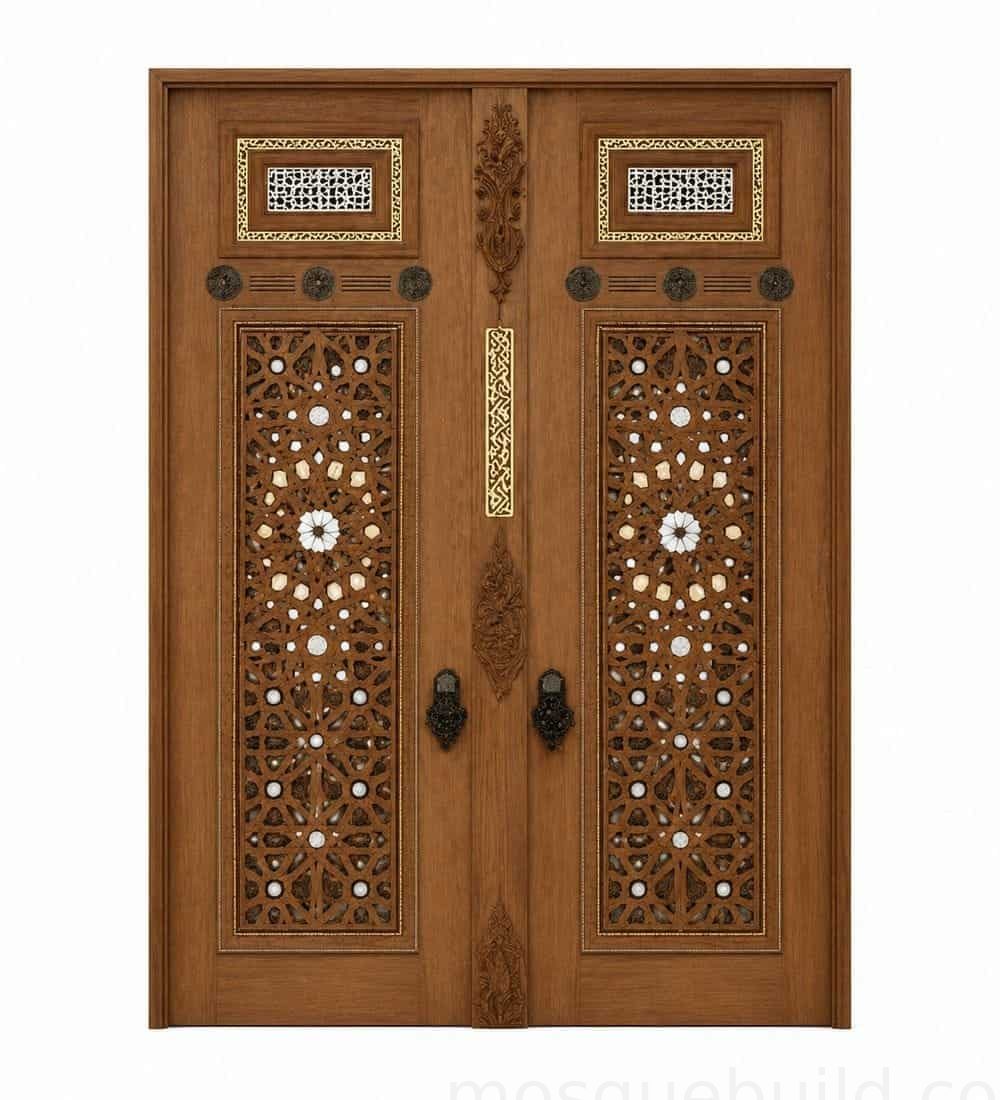 Kündekâri Wooden Mosque Door | MosqueBuild Kündekâri Ahşap Cami Kapısı – Özel Proje Detayı