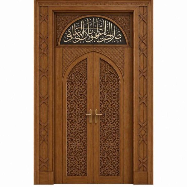 Oak Wooden Mosque Door – Model WDR-0004 – custom handcrafted kundekari mosque door
