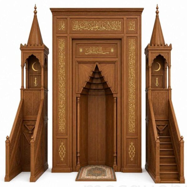 Oak Wooden Mosque Mihrab – Model WMH-0019