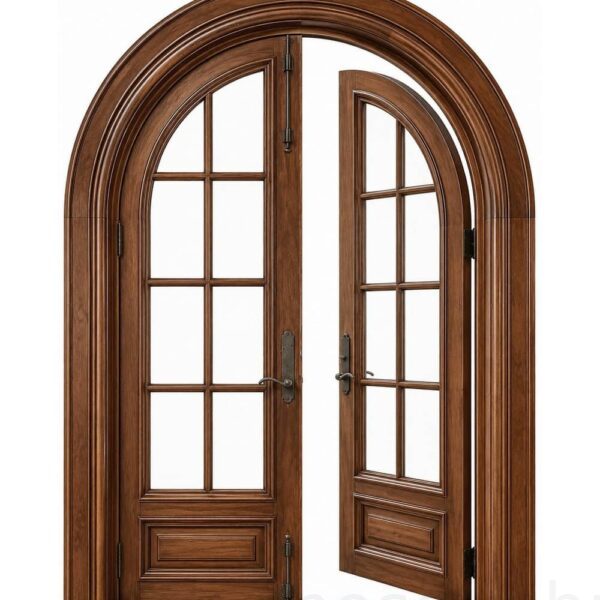 Classic Walnut Double-Leaf Wooden Mosque Door – custom handcrafted kundekari mosque door