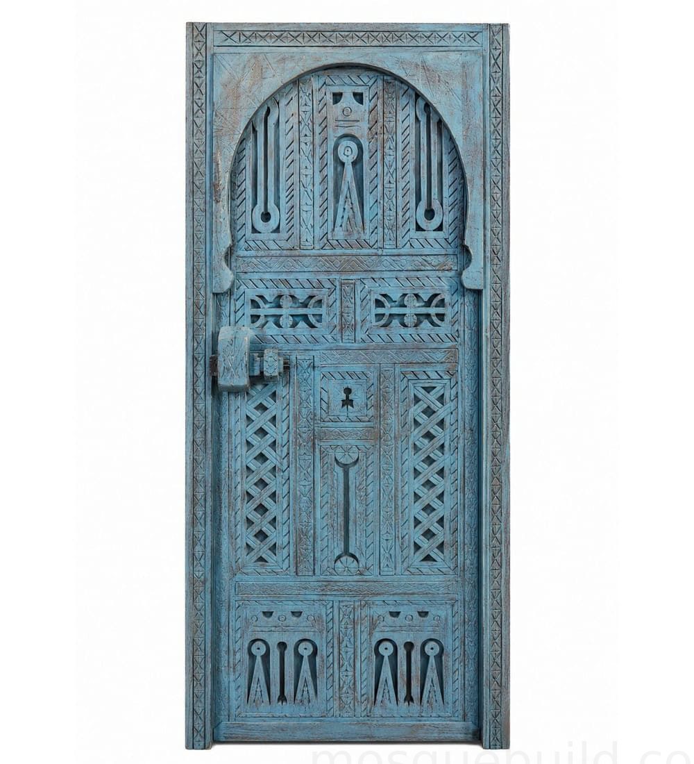 Walnut Single-Leaf Wooden Mosque Door – Model WDR-0011 | MosqueBuild Одностворчатая деревянная дверь для мечети из ореха – модель WDR-0011 – Деталь индивидуального проекта