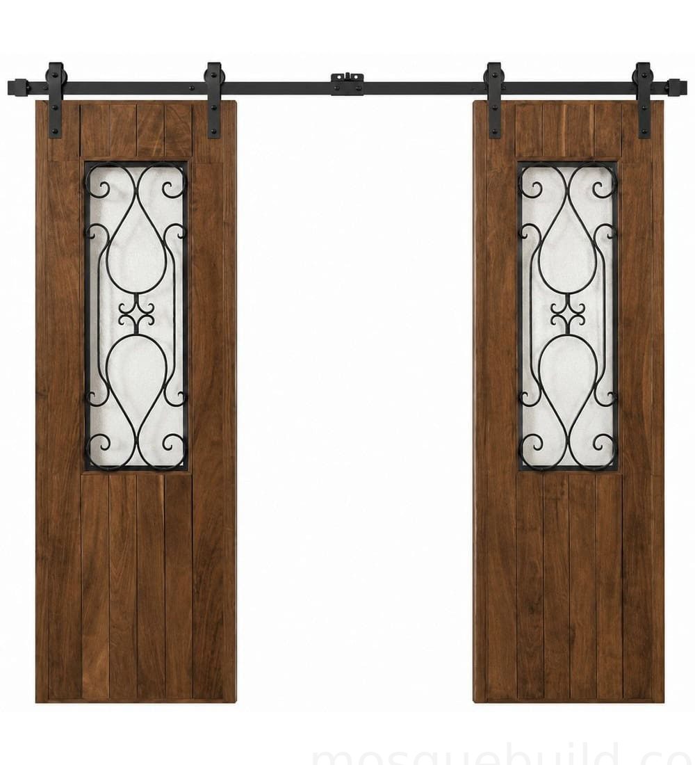 Porte de mosquée à deux vantaux en noyer – modèle WDR-0034 – Détail de projet sur mesure