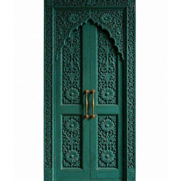 Carved Walnut Double-Leaf Wooden Mosque Door – Model WDR-0038 – custom handcrafted kundekari mosque door