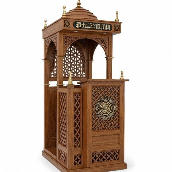 Classic Walnut Single-Leaf Wooden Mosque Door