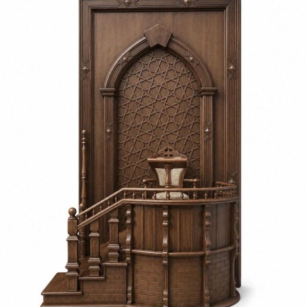 Walnut Single-Leaf Wooden Mosque Door – Model WDR-0075