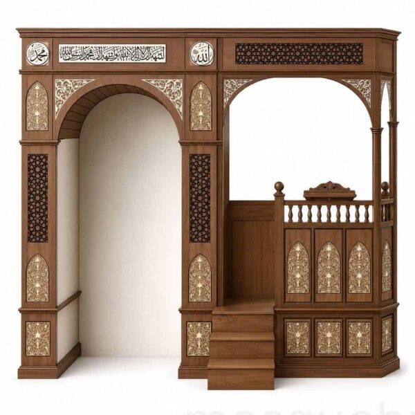 Walnut Single-Leaf Mandala-Motif Wooden Mosque Door – Model WDR-0065