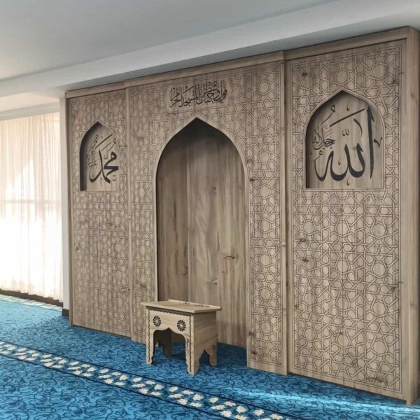 Home Prayer Room Mihrab – MDFM-02 – wooden mosque mihrab detail view 6