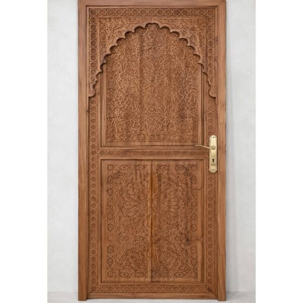 Ceviz Tek Kanatlı Ahşap Cami Kapısı – Model WDR-0013 – Özel Proje Detayı