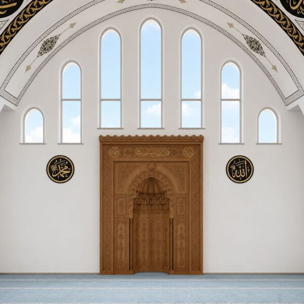 Classic Ottoman Stlye Mihrab – wooden mosque mihrab detail view 2