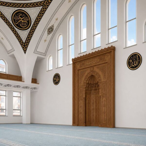 Classic Ottoman Stlye Mihrab – wooden mosque mihrab detail view 3