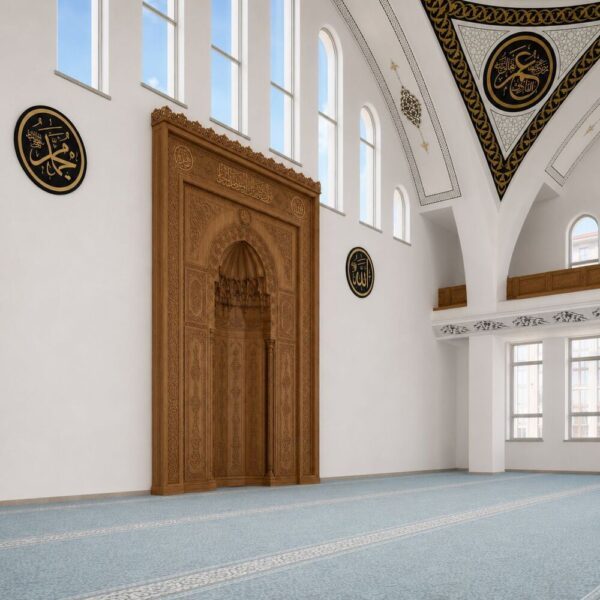 Classic Ottoman Stlye Mihrab – wooden mosque mihrab detail view 6