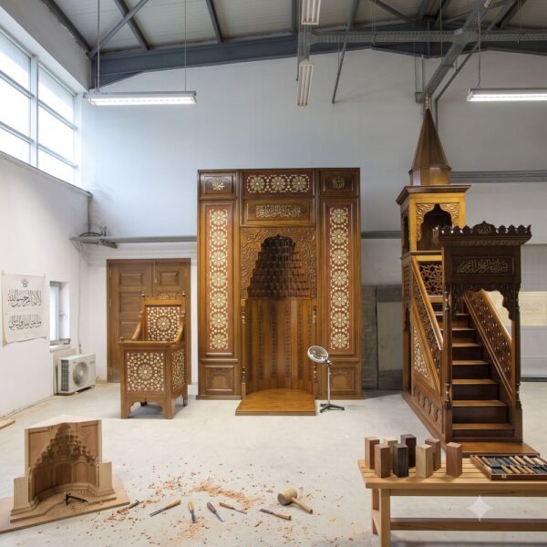 Classic Selçuk Motif Altar Design – wooden mosque mihrab detail view 2