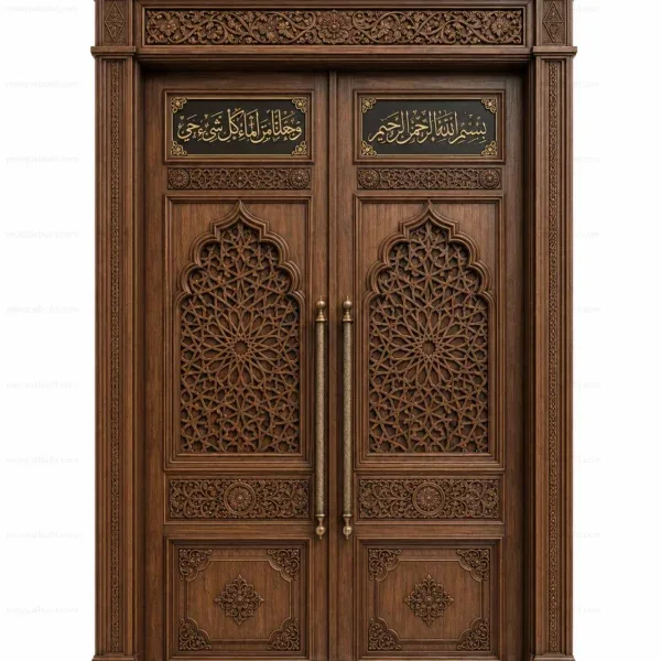 Architectural Islamic Calligraphy Mosque Door – Model DOR-260816-009 front product view