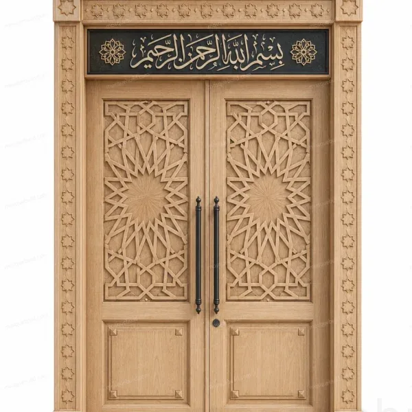 Architectural Islamic Calligraphy Mosque Door – Model DOR-260816-025 front product view
