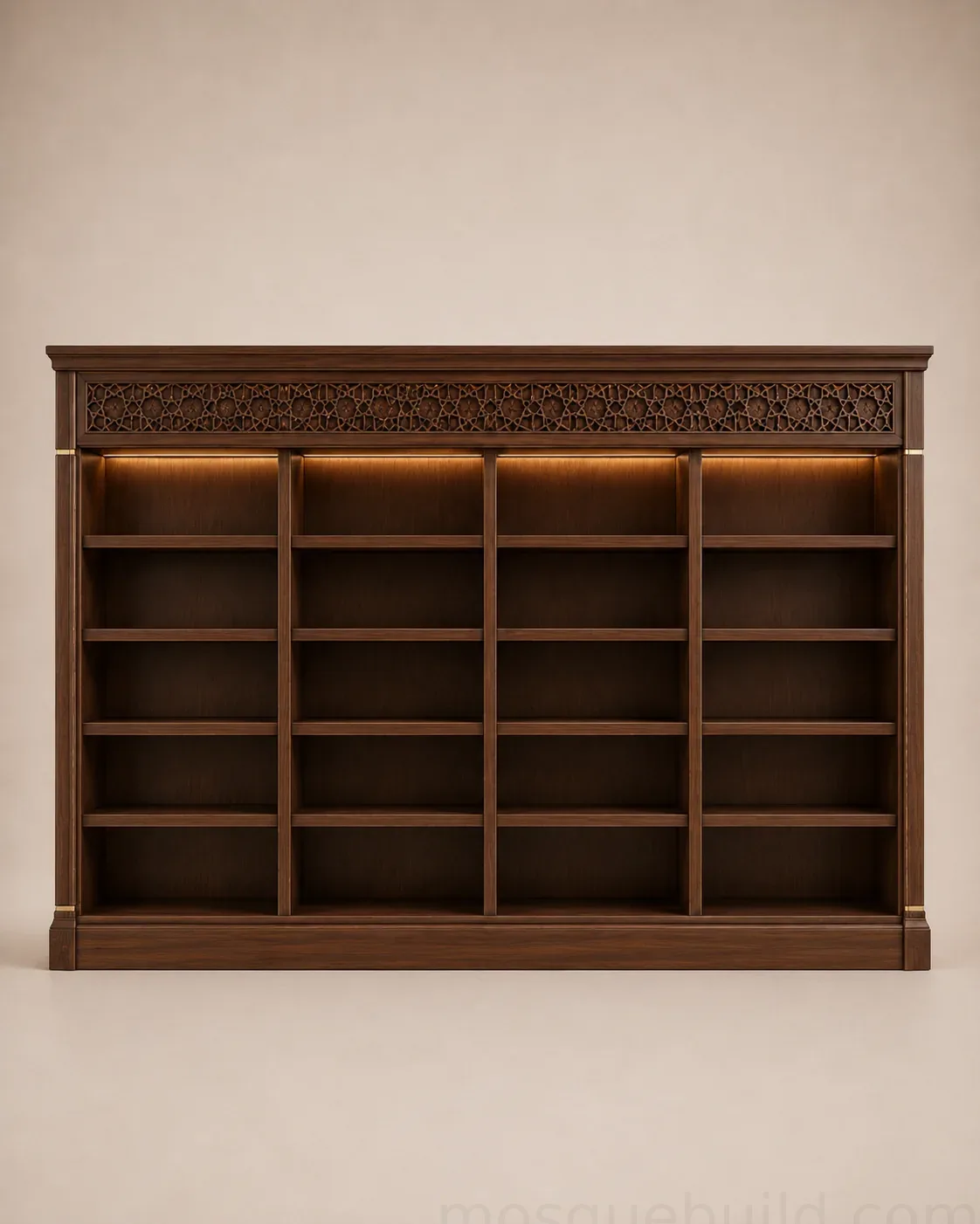 Compact Custom Wooden Mosque Shoe Cabinet – Model SHR-260816-004 – Gallery kompakter maßgefertigter Holz-Schuhschrank für Moscheen – Modell SHR-260816-004 – Produktgalerieansicht