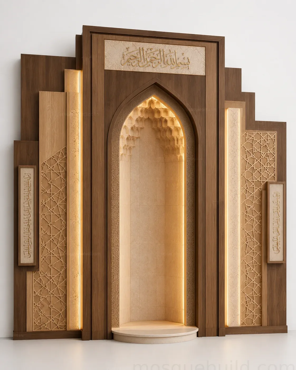 Contemporary Modern Mosque Mihrab – Model MIH-260816-007 – Main Mihrab de mosquée moderne contemporain – Model MIH-260816-007 vue de face du produit