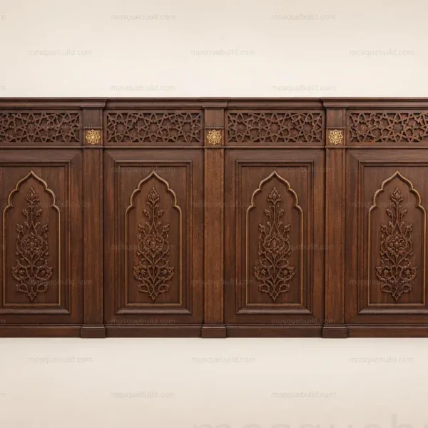 Decorative Wooden Mosque Wall Cladding & Separator – Model WCL-260816-005 front product view