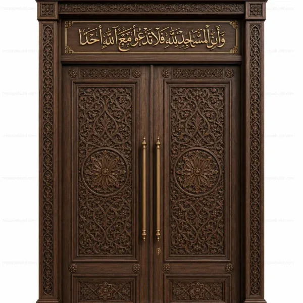 Geometric Islamic Calligraphy Mosque Door – Model DOR-260816-010 front product view