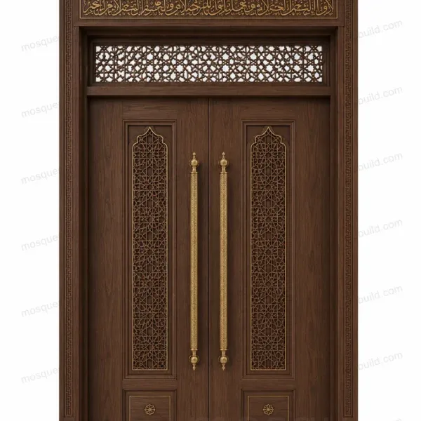 Große Moschee-Eingangstür mit islamischer Kalligrafie – Modell DOR-260816-016 – Produktansicht von vorne