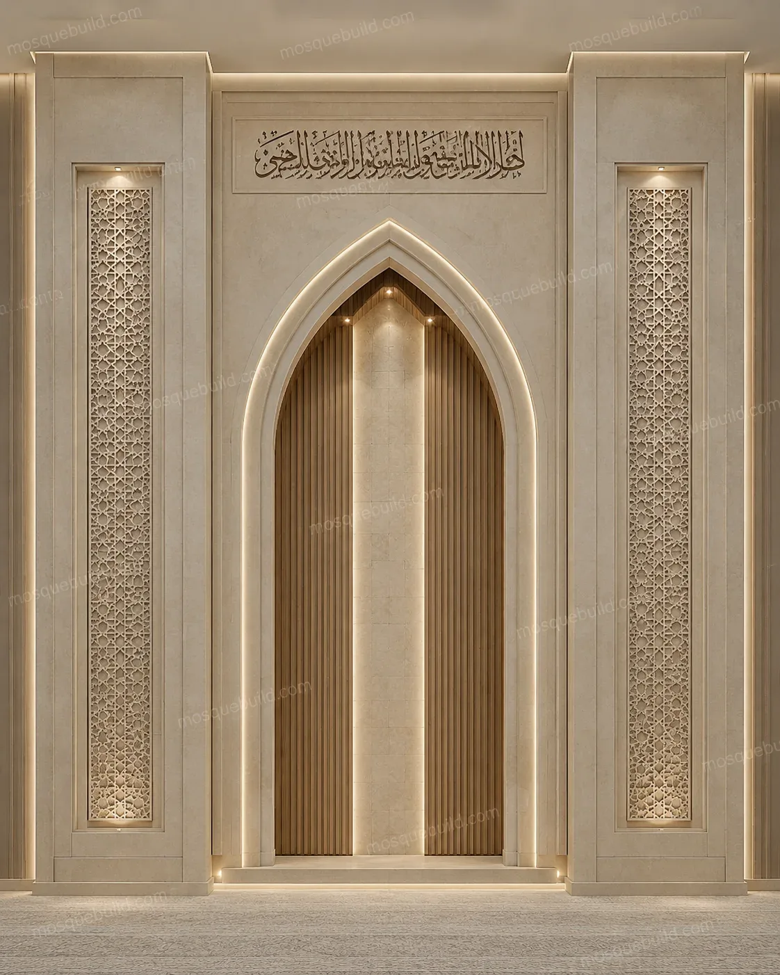 Linear Modern Mosque Mihrab – Model MIH-260816-022 – Main Современный линейный михраб для мечети – Model MIH-260816-022 вид изделия спереди