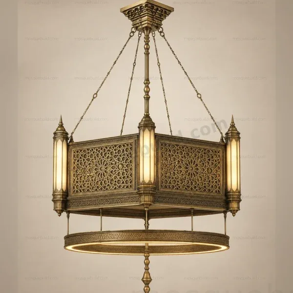 Geometric Square Mosque Chandelier front product view