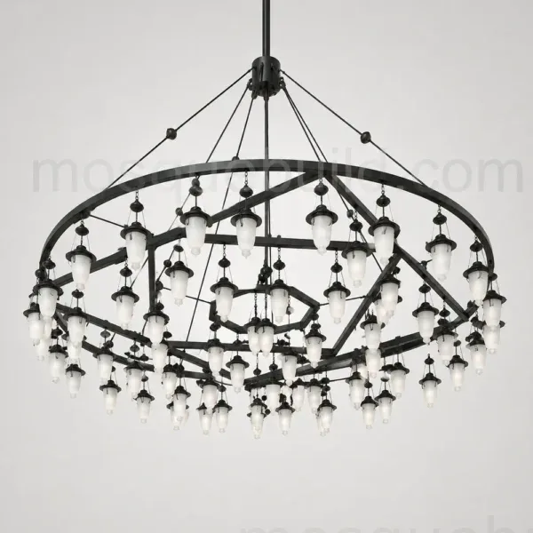 Black Five-Tier Mosque Chandelier front product view