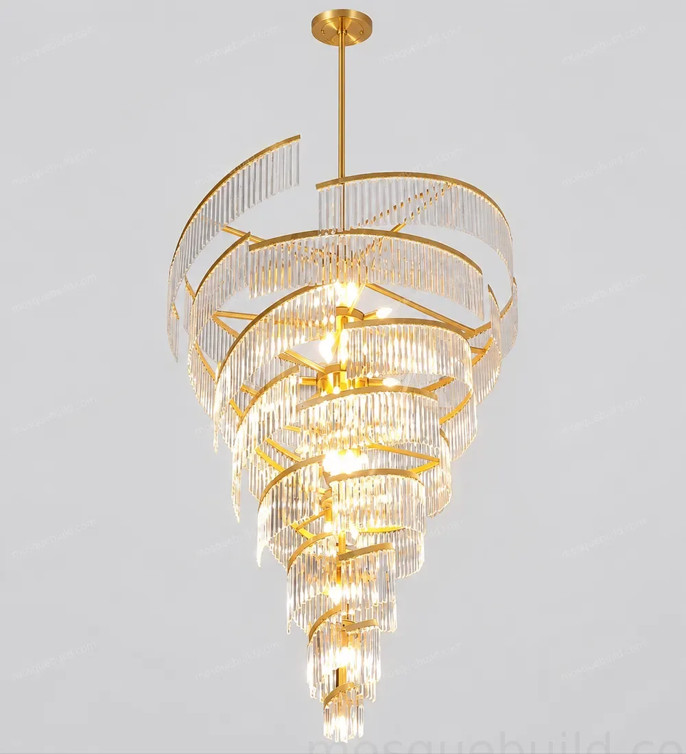 Spiral Crystal LED Mosque Chandelier front product view