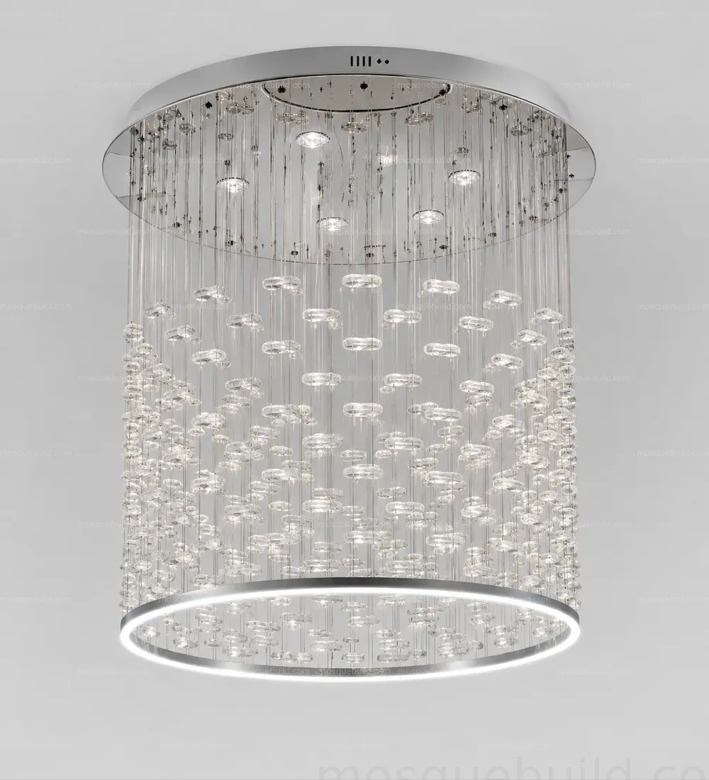 Cylindrical Bubble Crystal Chandelier front product view