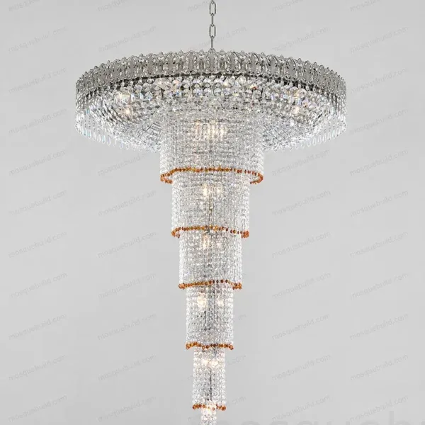 Tiered Crystal Cascade Mosque Chandelier front product view